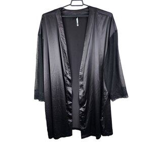 Womens Black Torrid Sleep Robe 3/4 Nylon & Polyester Blend With Lace Sleeves 3/4